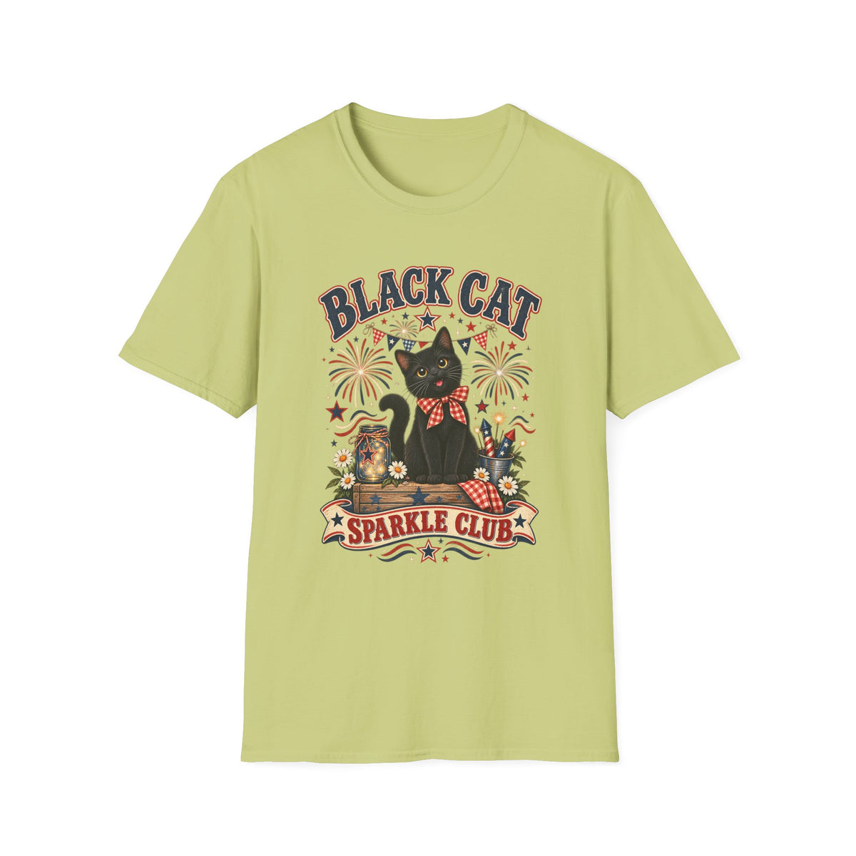Black Cat Sparkle Club Tee – Cute Retro Cat Graphic T‑Shirt