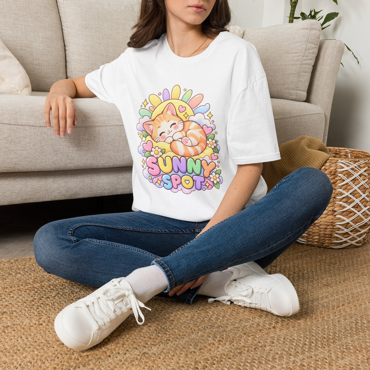 Sunny Spot Cat T-Shirt — Cute Sleeping Kitten Graphic Tee