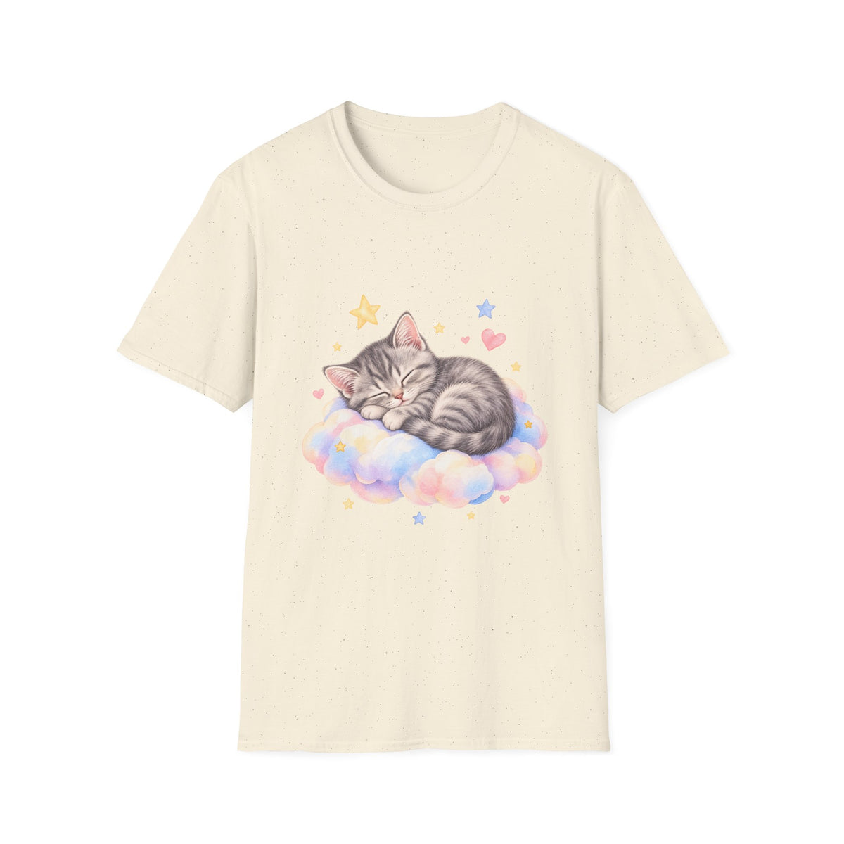 Sleeping Kitten T-Shirt — Cute Pastel Cat on Cloud Tee