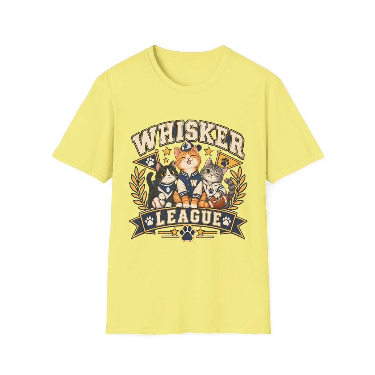 Whisker League Cat T-Shirt — Vintage Athletic Kitten Crew Tee