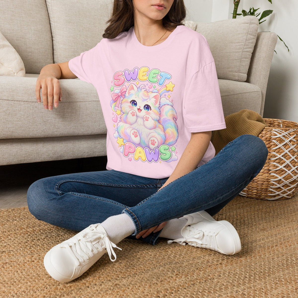 Sweet Paws Cute Pastel Cat T-Shirt
