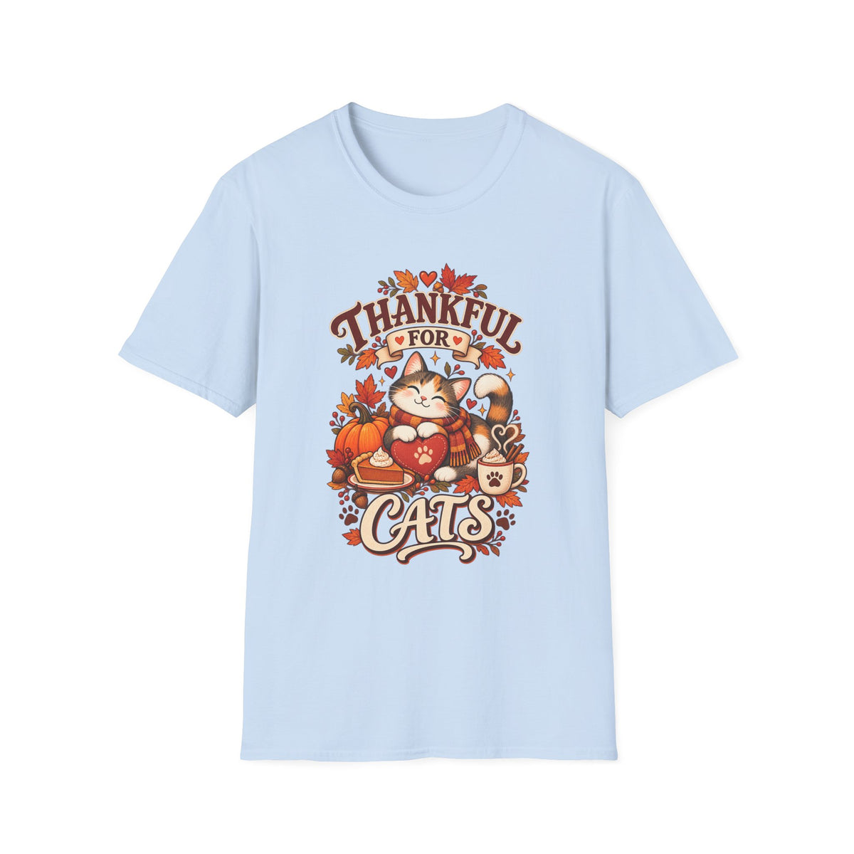 Thankful for Cats T-Shirt — Thanksgiving Fall Cat Lover Tee