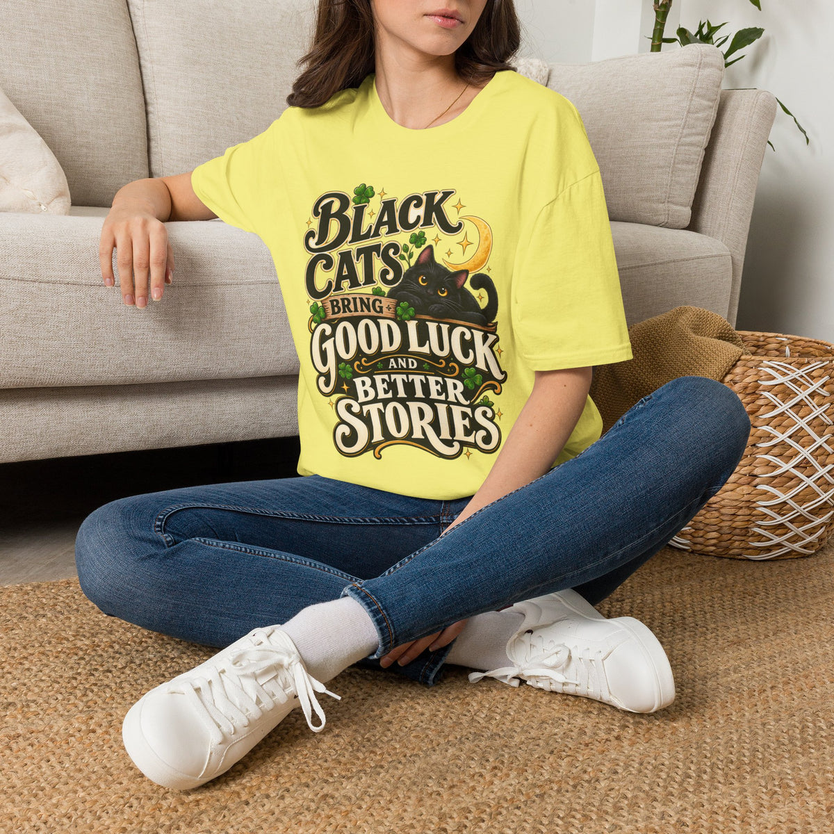 Black Cats Bring Good Luck T-Shirt — Cute Lucky Black Cat Graphic Tee