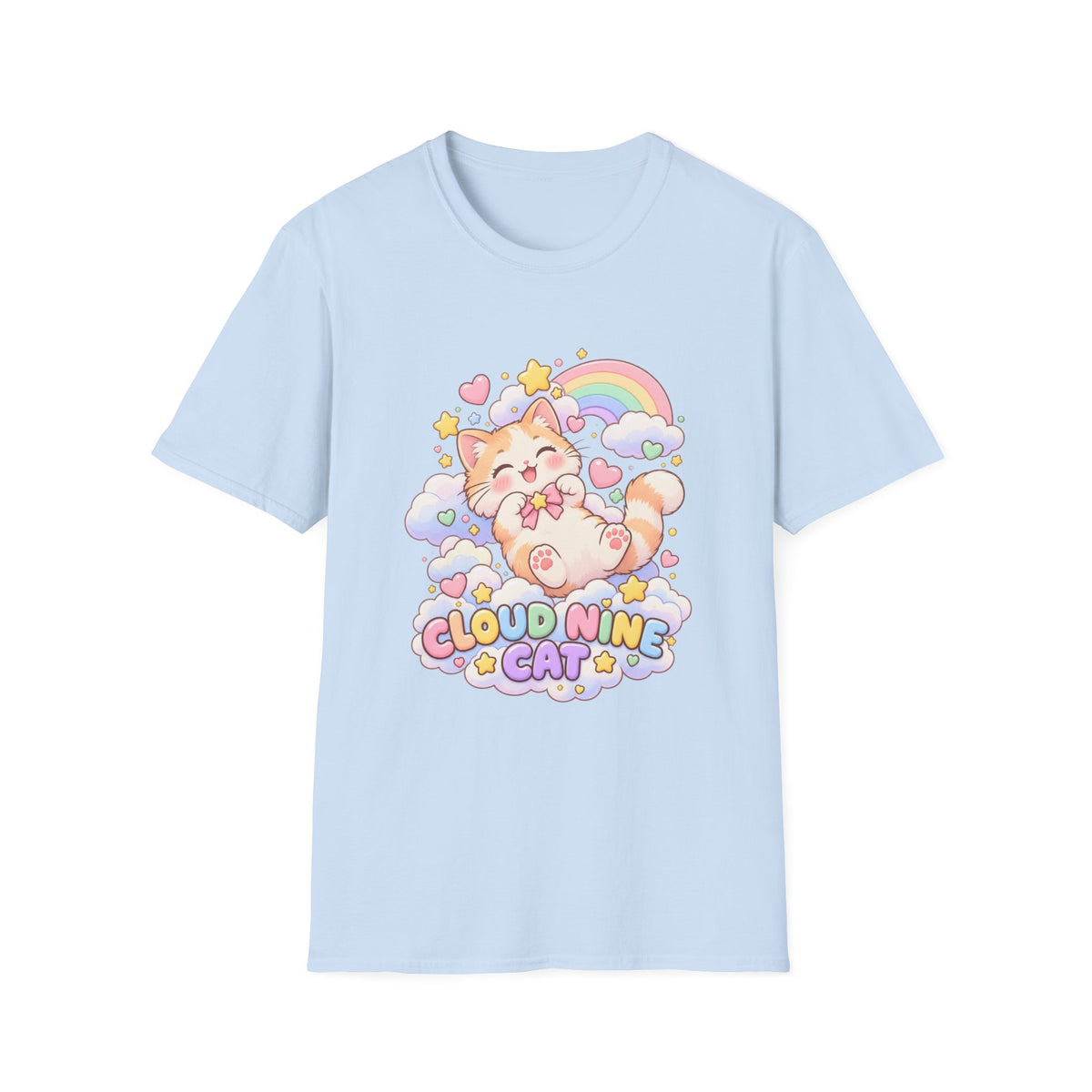 Cloud Nine Cat T-Shirt — Cute Rainbow Kitty Graphic Tee