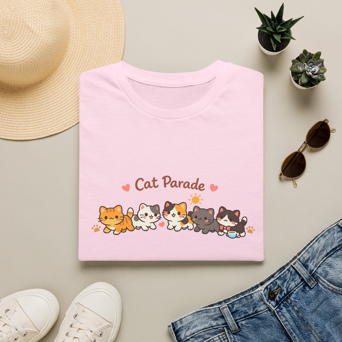 Cat Parade T-Shirt — Cute Kittens Graphic Tee for Cat Lovers
