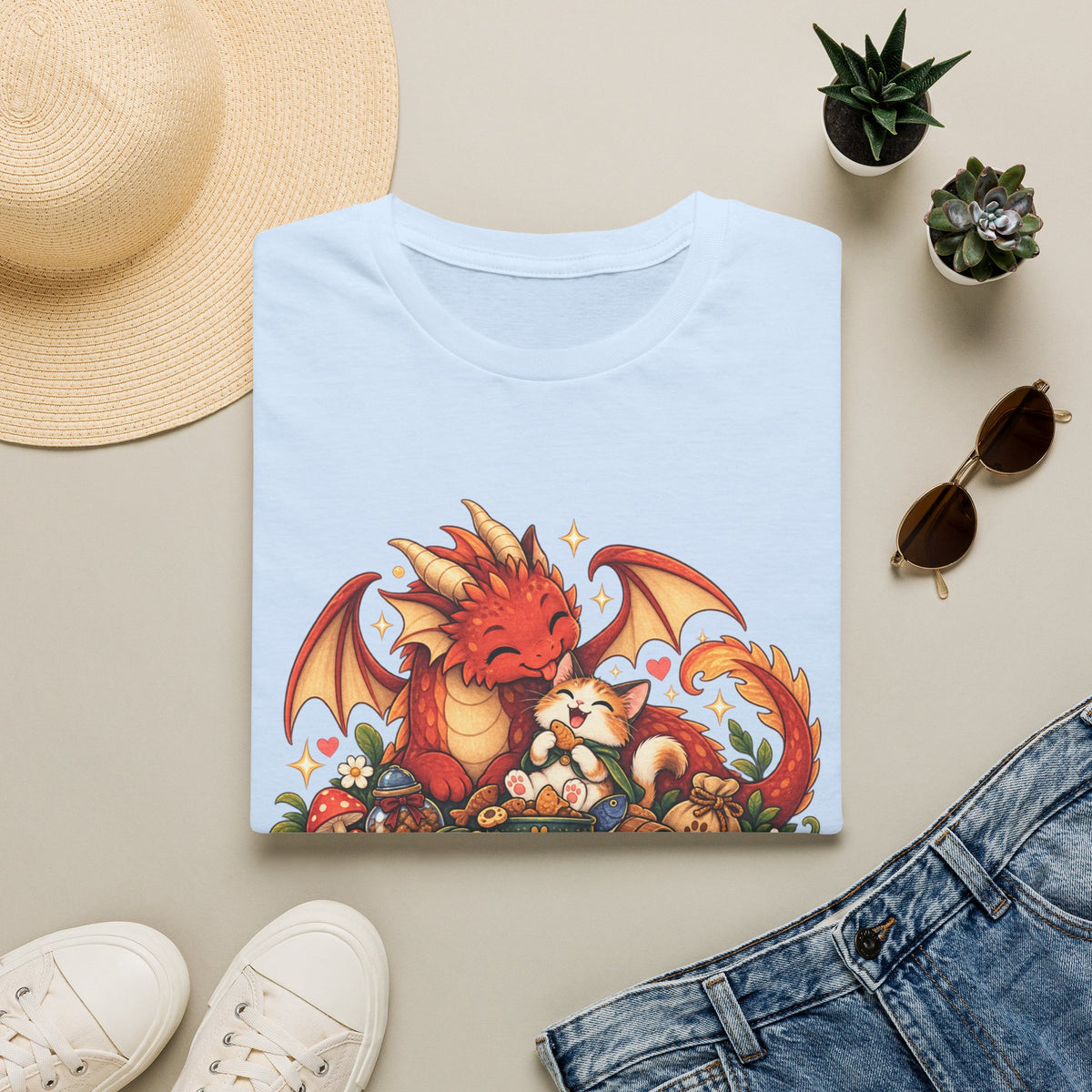 Dragon-Sized Appetite T-Shirt — Cute Dragon with Fox Comfort Tee
