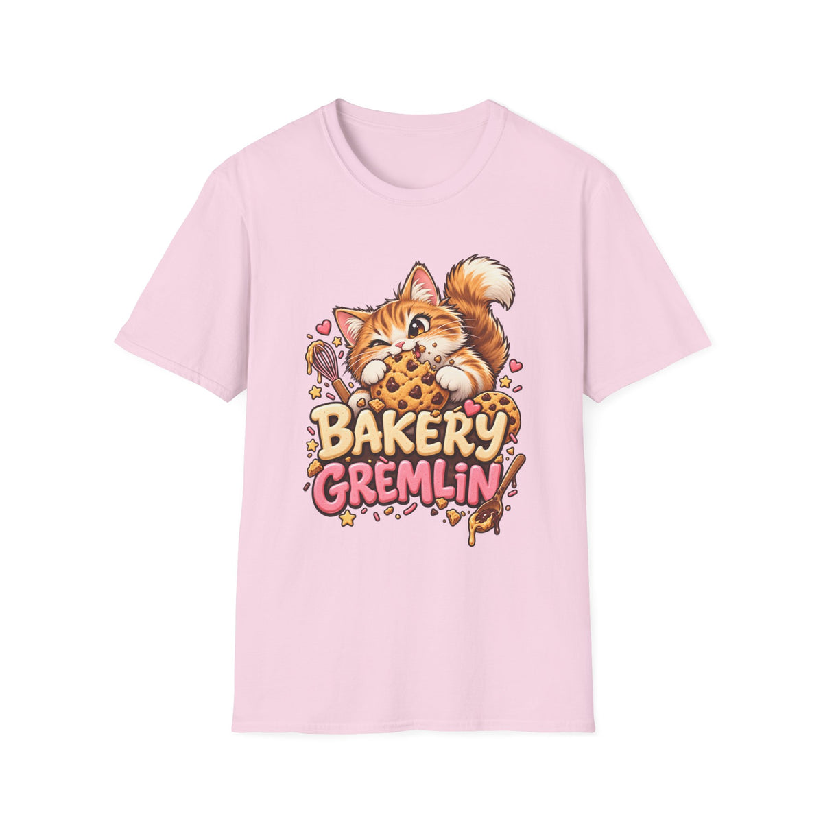 Bakery Gremlin Cat T-Shirt — Cute Cookie-Loving Kitty Graphic Tee