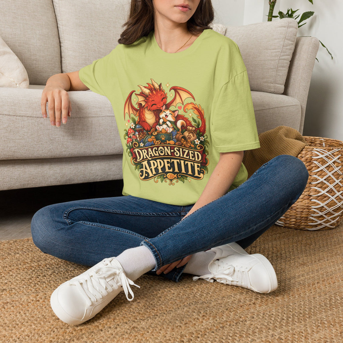 Dragon-Sized Appetite T-Shirt — Cute Dragon with Fox Comfort Tee