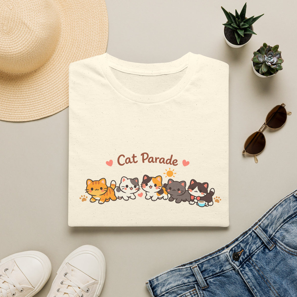 Cat Parade T-Shirt — Cute Kittens Graphic Tee for Cat Lovers