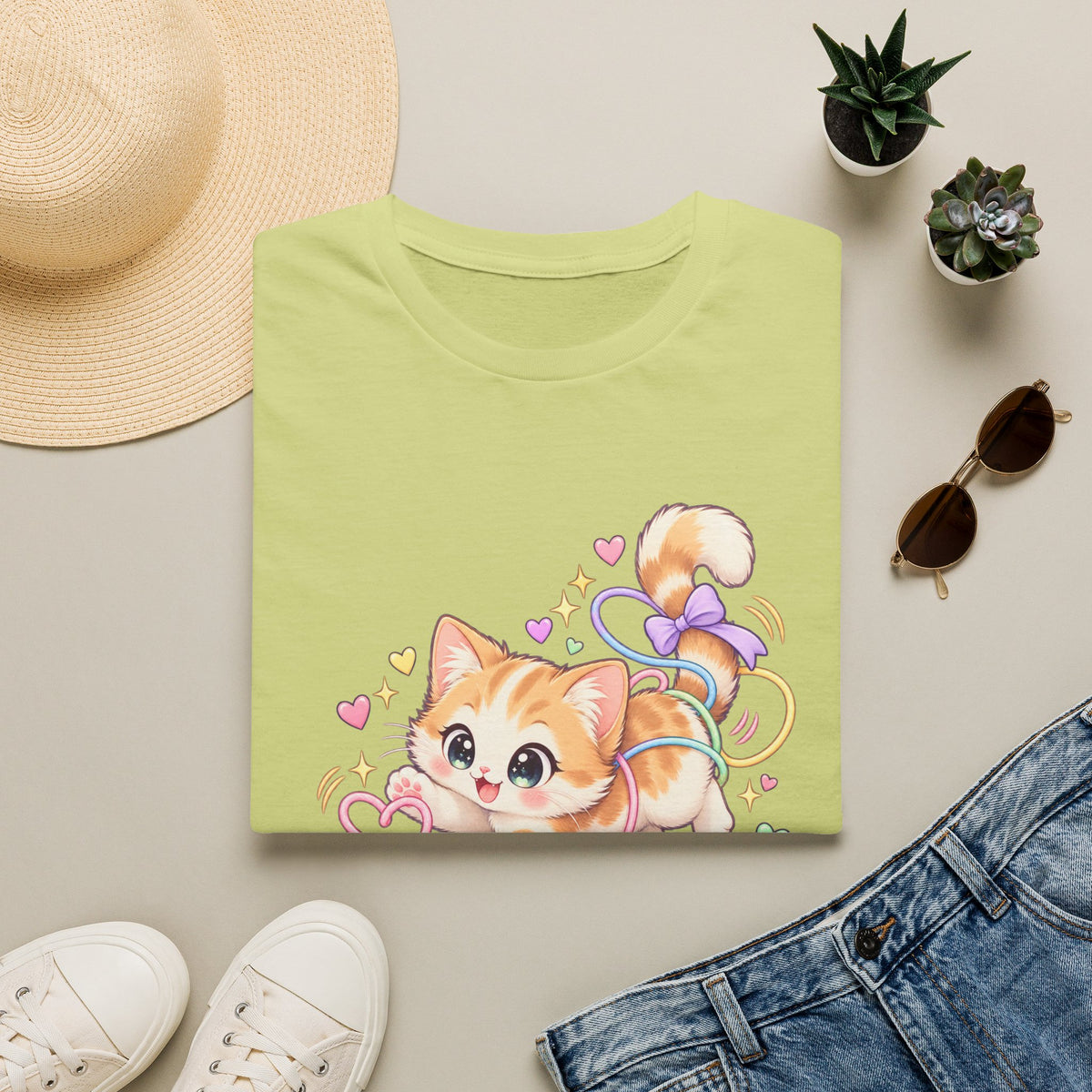Cute Kitten Graphic T-Shirt — "Tiny Chaos" Pastel Cat Design