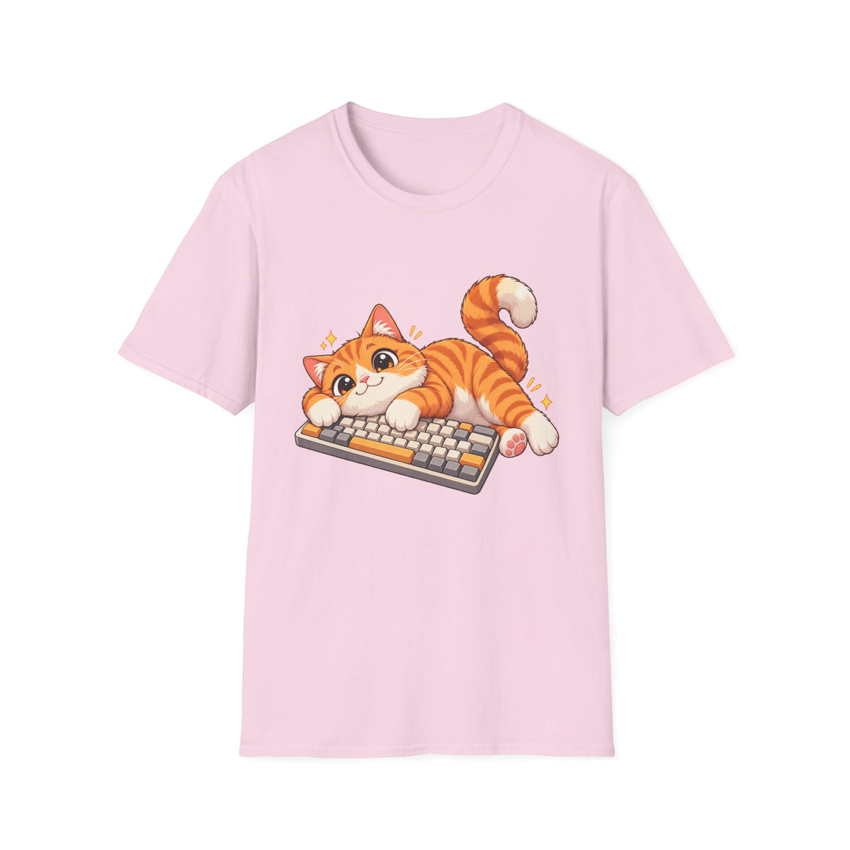 Cute Orange Kitty Playing on Keyboard T-Shirt