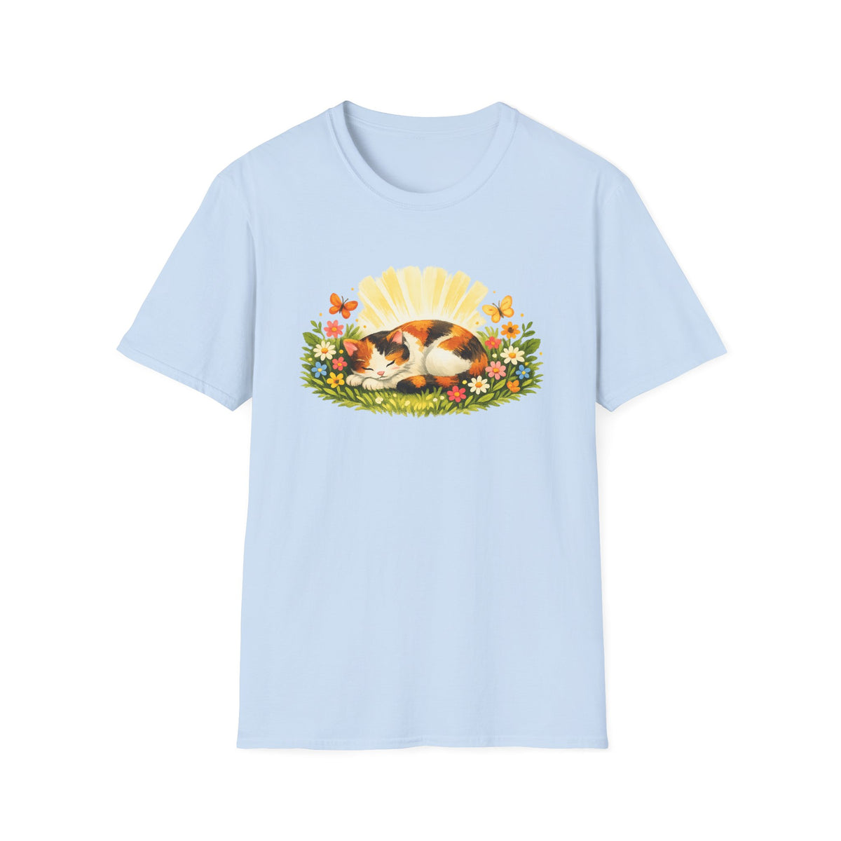Calico Cat in Wildflower Sunrise T-Shirt