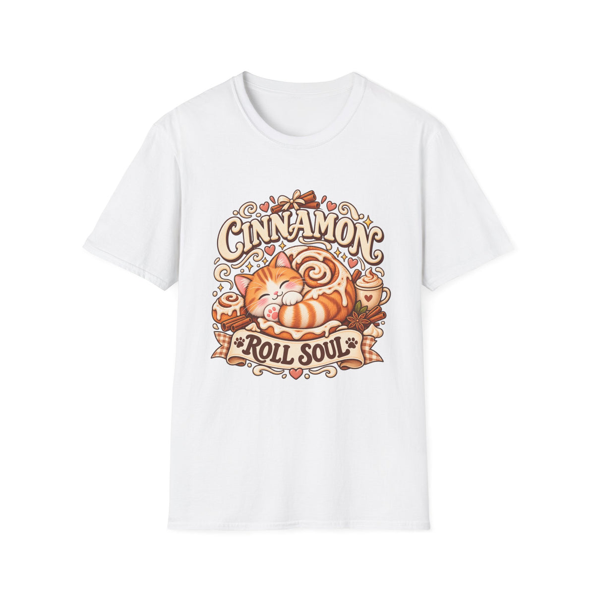 T-Shirt — "Cinnamon Roll Soul" Cute Cat & Pastry Graphic Tee
