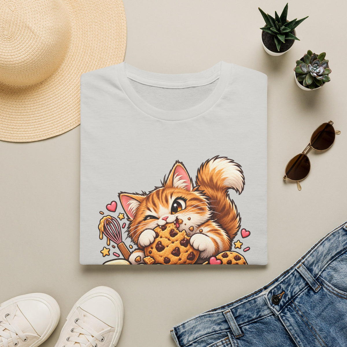 Bakery Gremlin Cat T-Shirt — Cute Cookie-Loving Kitty Graphic Tee