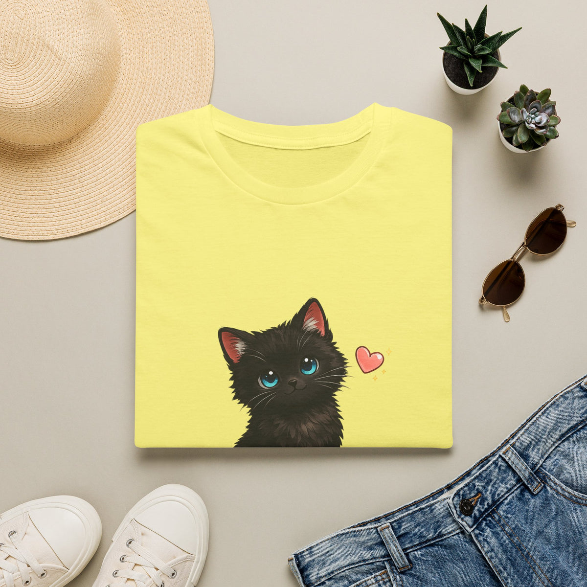 Black Kitten "I'm the Lucky One" T-Shirt — Cute Cat Graphic Tee for Cat Lovers