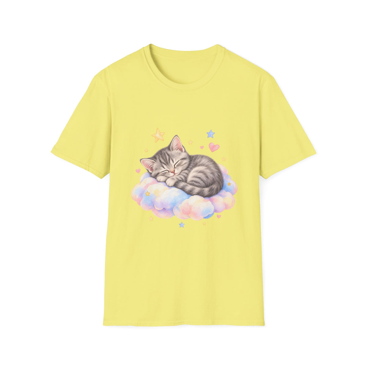 Sleeping Kitten T-Shirt — Cute Pastel Cat on Cloud Tee