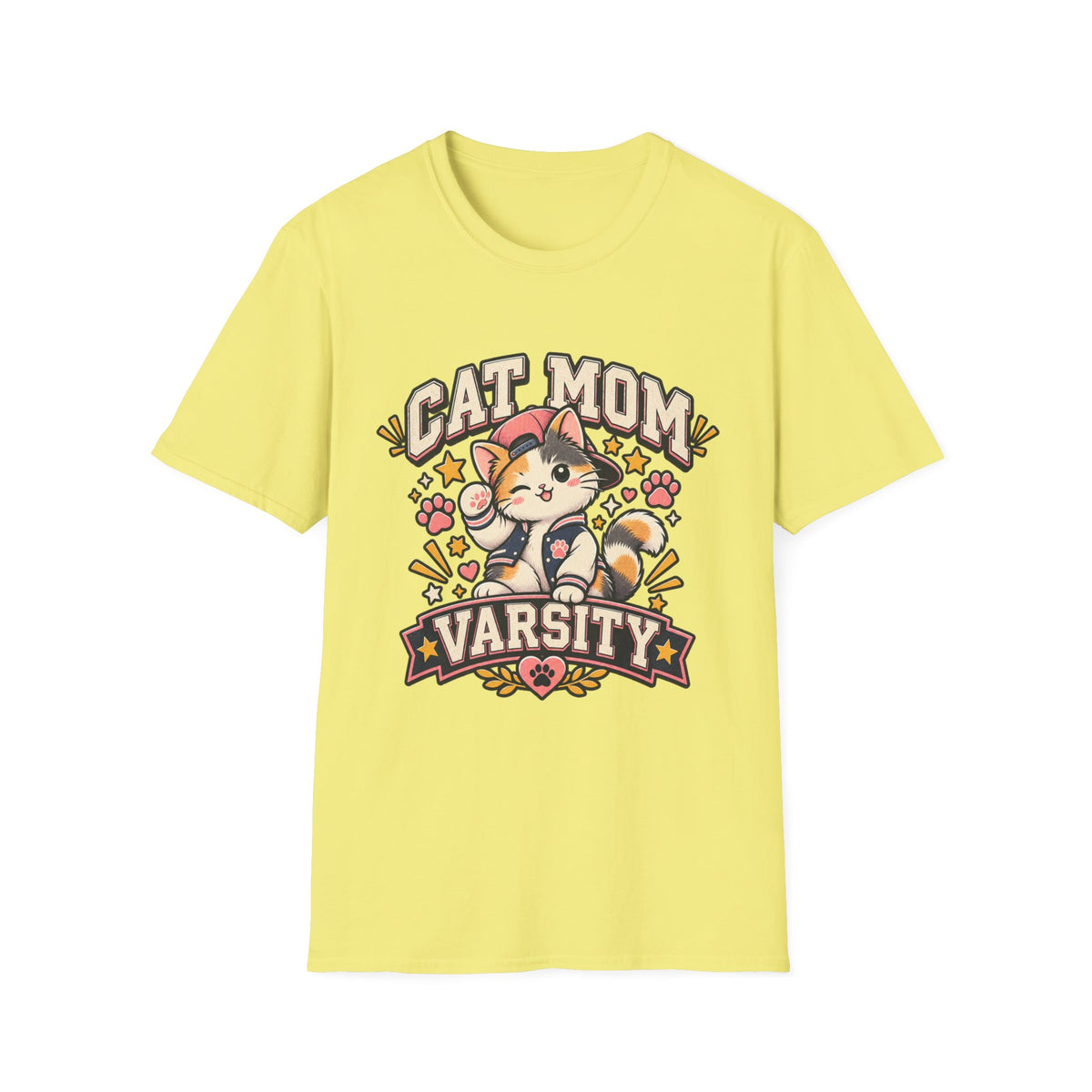 Cat Mom T-Shirt — Cute Varsity Kitten Graphic Tee for Cat Lovers
