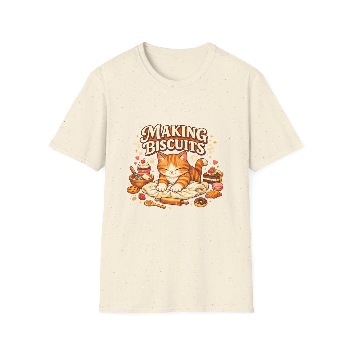 T-Shirt — "Making Biscuits" Cute Cat Graphic Tee — Cozy Cat Mom Gift
