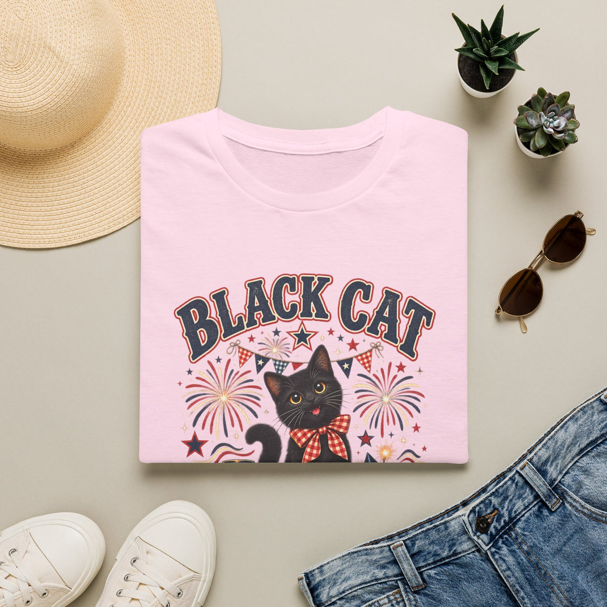 Black Cat Sparkle Club Tee – Cute Retro Cat Graphic T‑Shirt