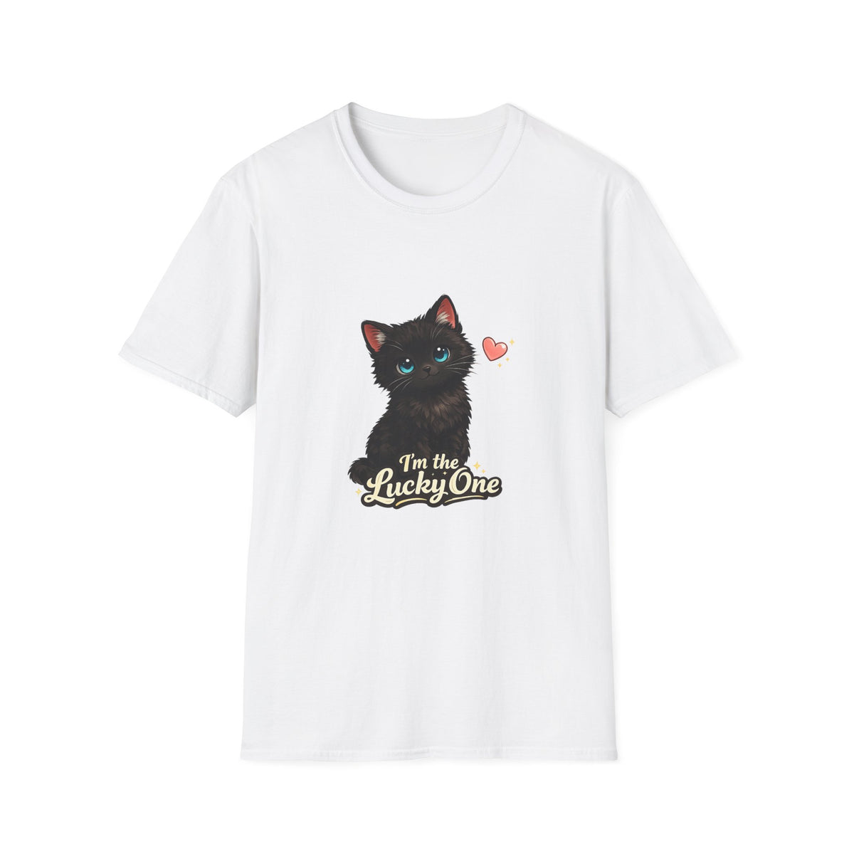Black Kitten "I'm the Lucky One" T-Shirt — Cute Cat Graphic Tee for Cat Lovers