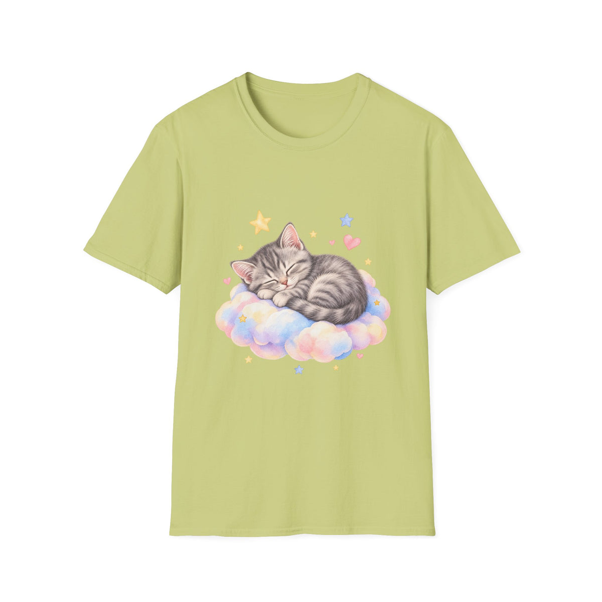 Sleeping Kitten T-Shirt — Cute Pastel Cat on Cloud Tee