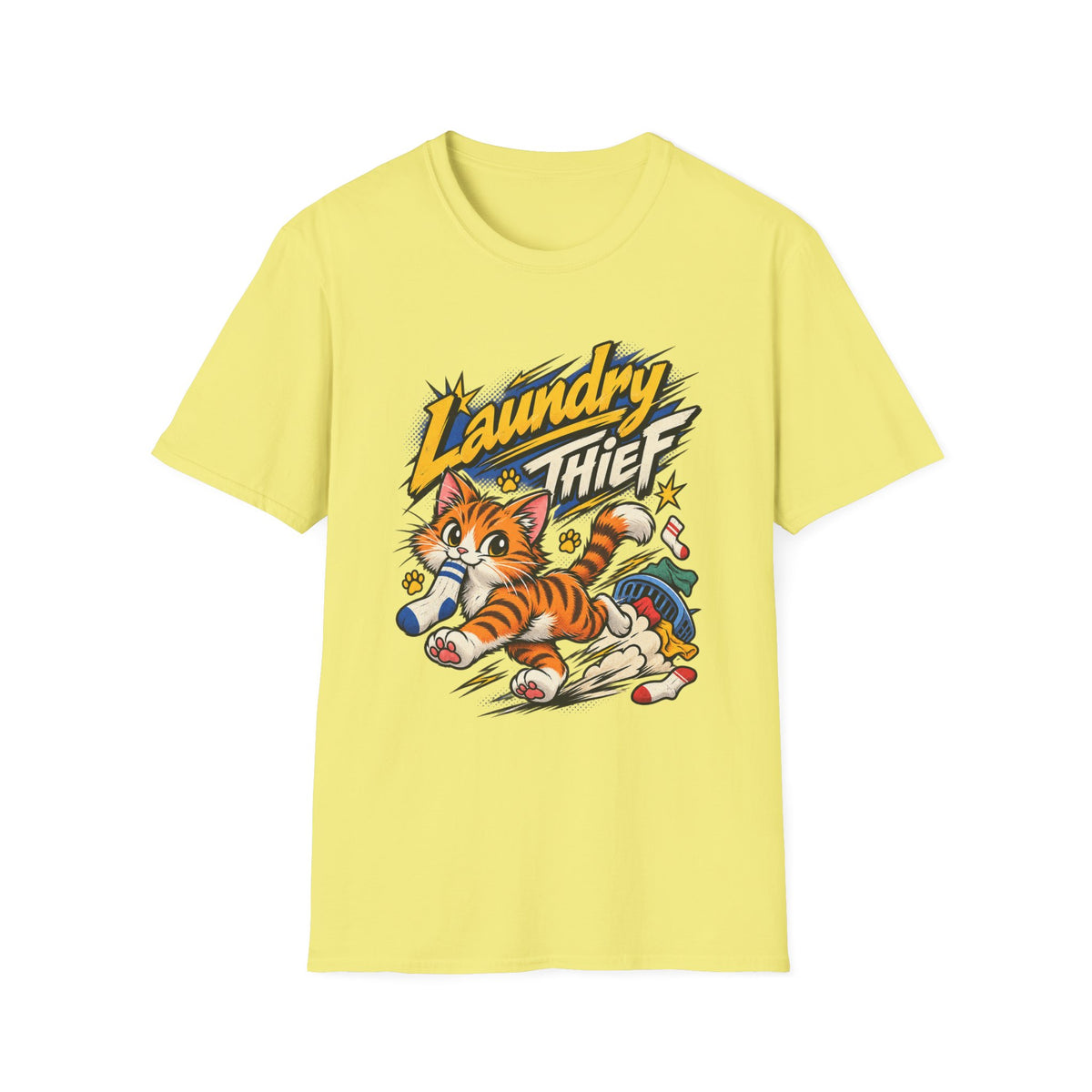 T-Shirt — 'Laundry Thief' Funny Cat Graphic Tee