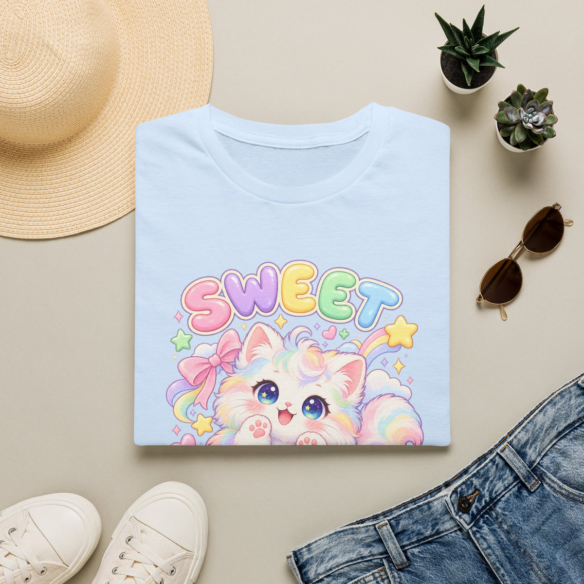 Sweet Paws Cute Pastel Cat T-Shirt