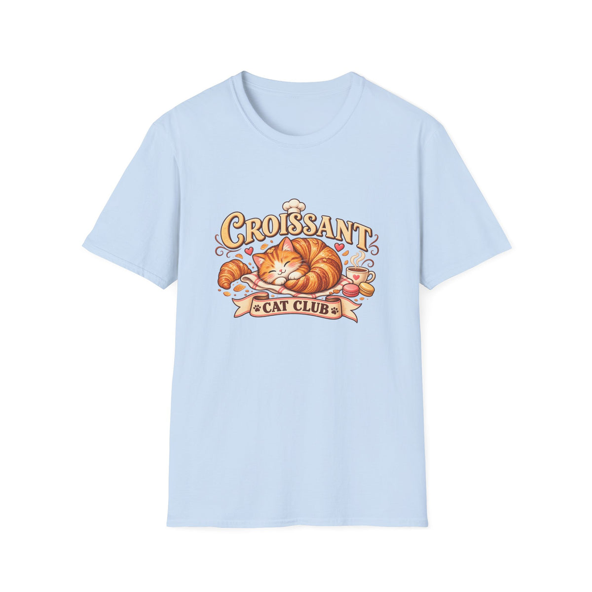 Croissant Cat T-Shirt — Cute Sleeping Cat ‘Croissant Cat Club’ Graphic Tee