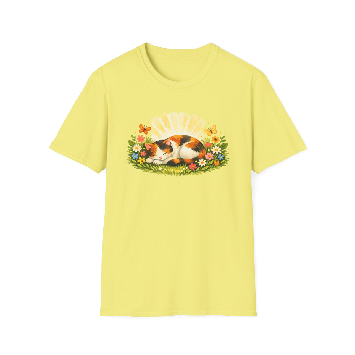 Calico Cat in Wildflower Sunrise T-Shirt
