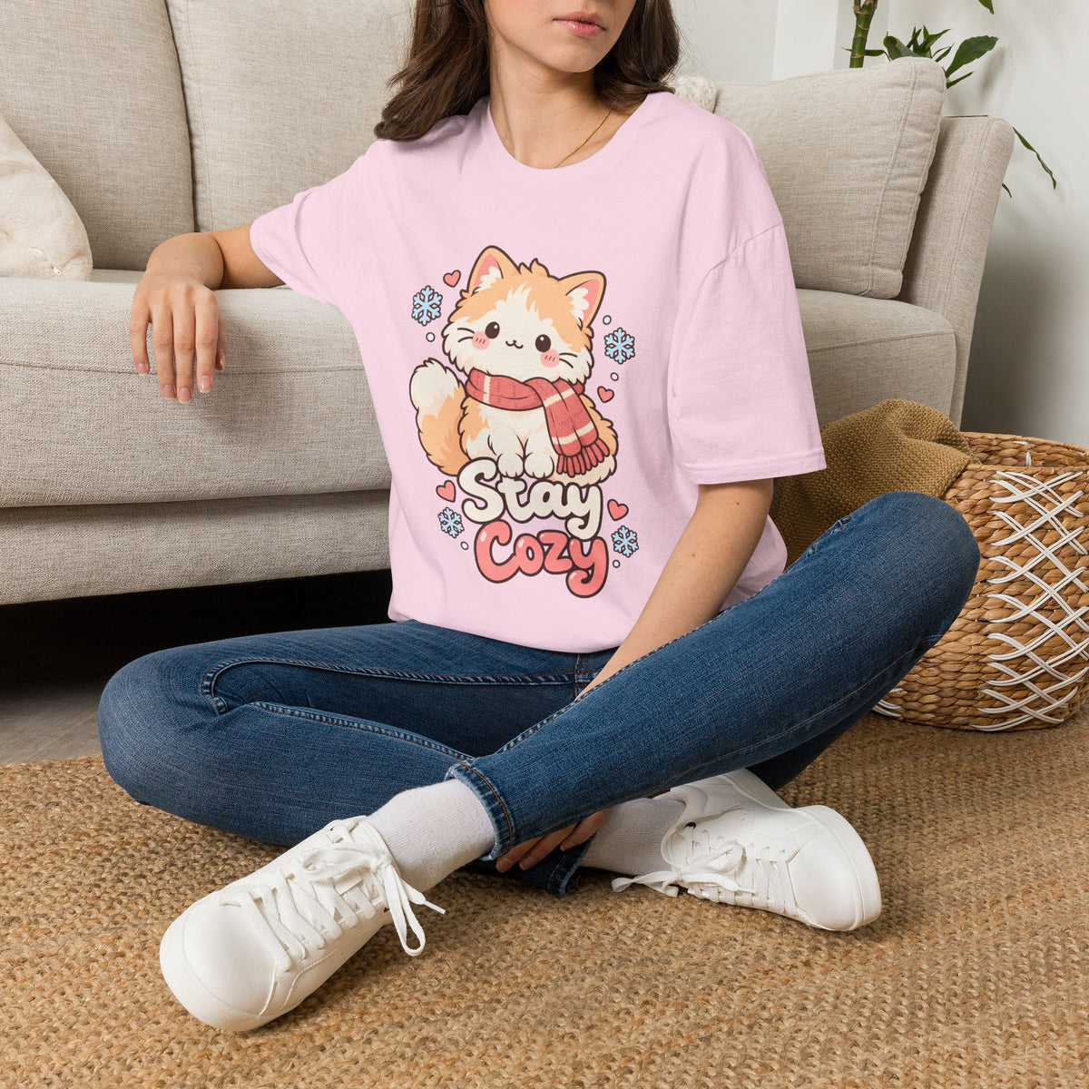 Cozy Cat T-Shirt — "Stay Cozy" Winter Kitten Graphic Tee