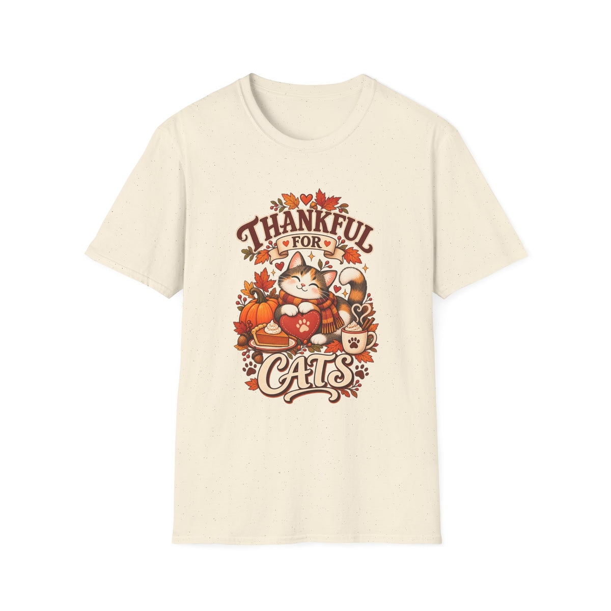 Thankful for Cats T-Shirt — Thanksgiving Fall Cat Lover Tee