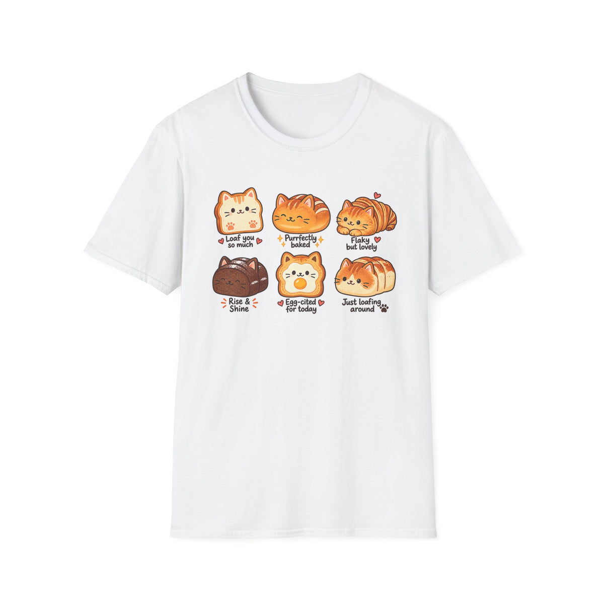 Cat Bread T-Shirt — Cute 'Loaf You So Much' Kawaii Bakery Cat Design