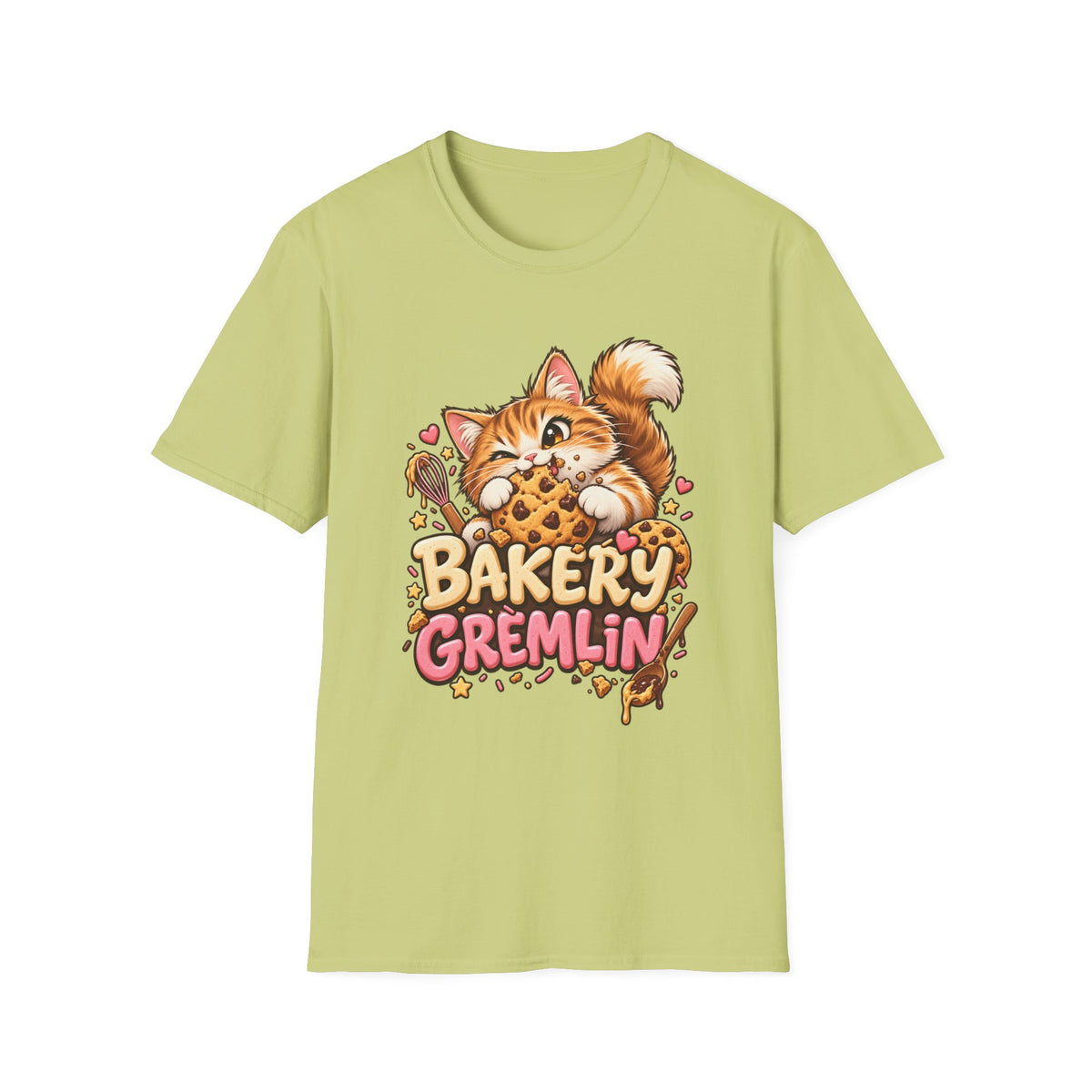 Bakery Gremlin Cat T-Shirt — Cute Cookie-Loving Kitty Graphic Tee
