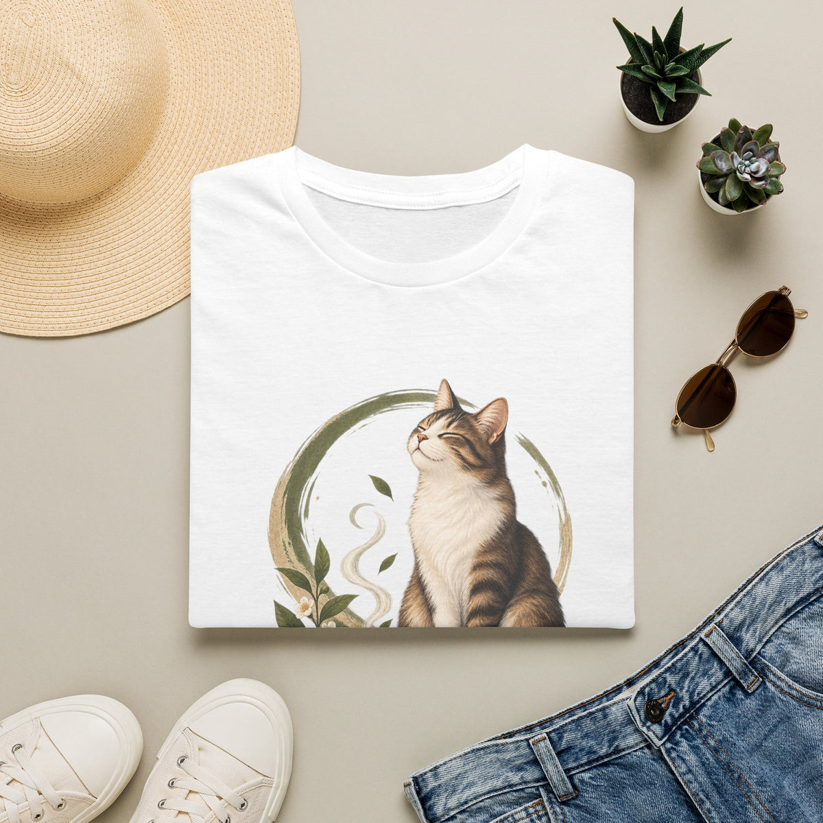 Matcha Cat T-Shirt — Cute Tea Lover Graphic Tee