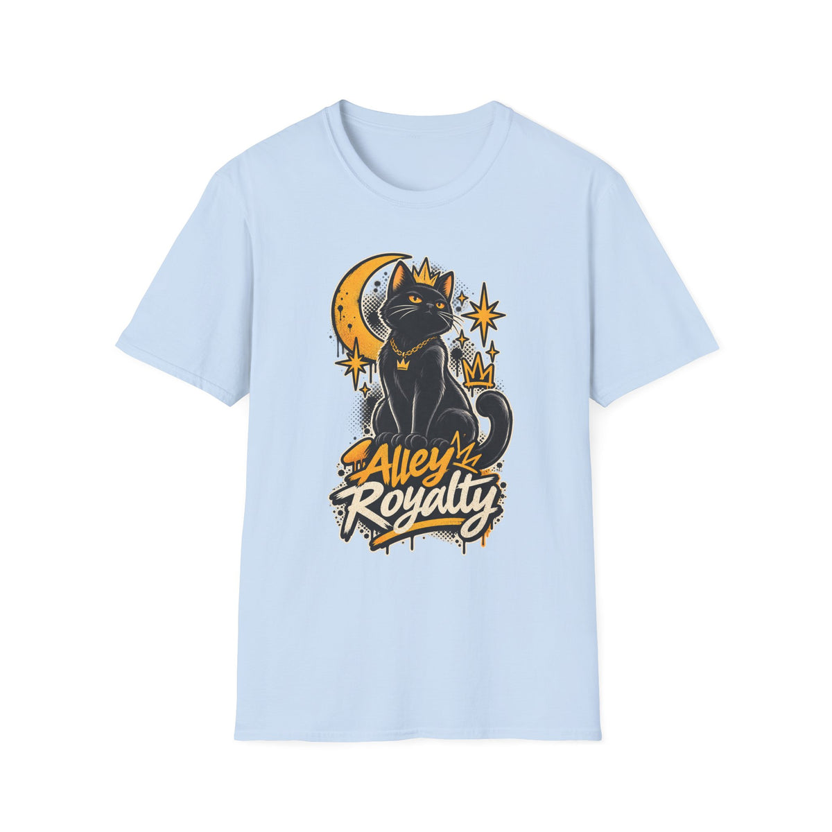 Alley Royalty T-Shirt — Black Cat Crown Moon Graphic Tee