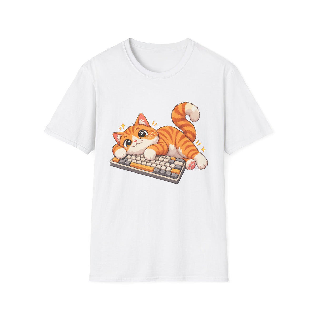 Cute Orange Kitty Playing on Keyboard T-Shirt