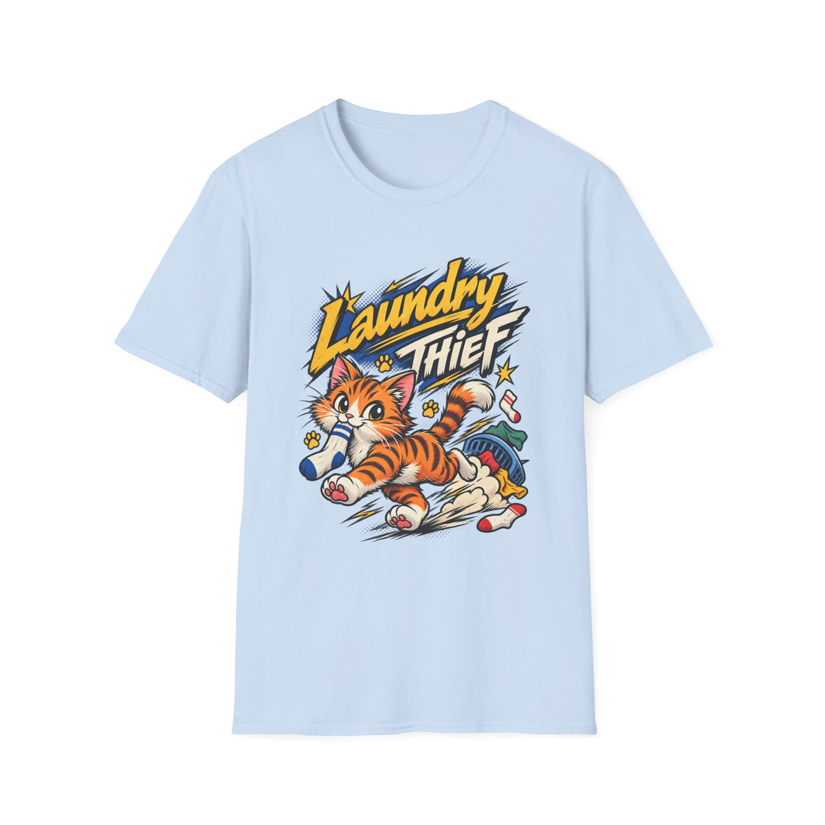 T-Shirt — 'Laundry Thief' Funny Cat Graphic Tee