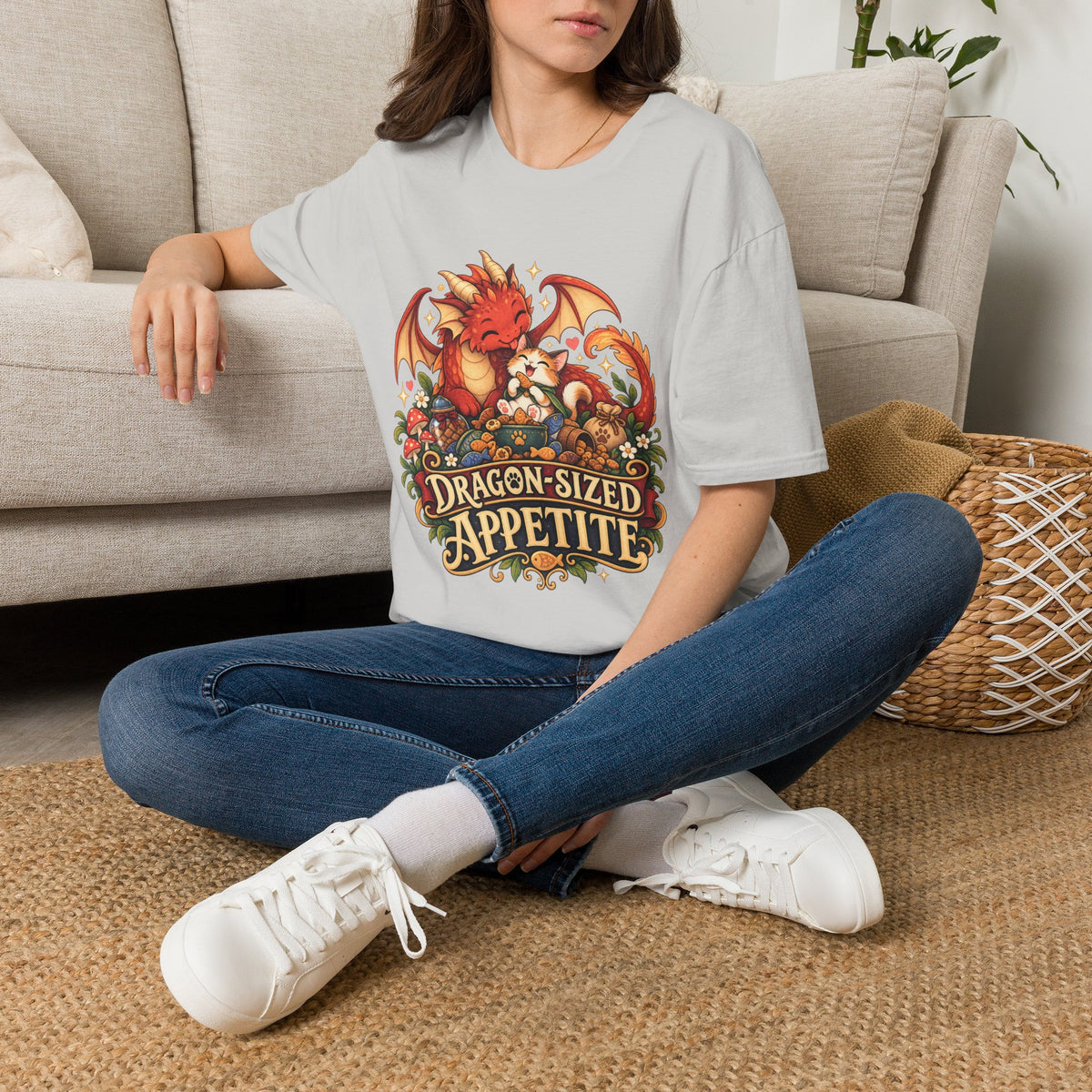 Dragon-Sized Appetite T-Shirt — Cute Dragon with Fox Comfort Tee