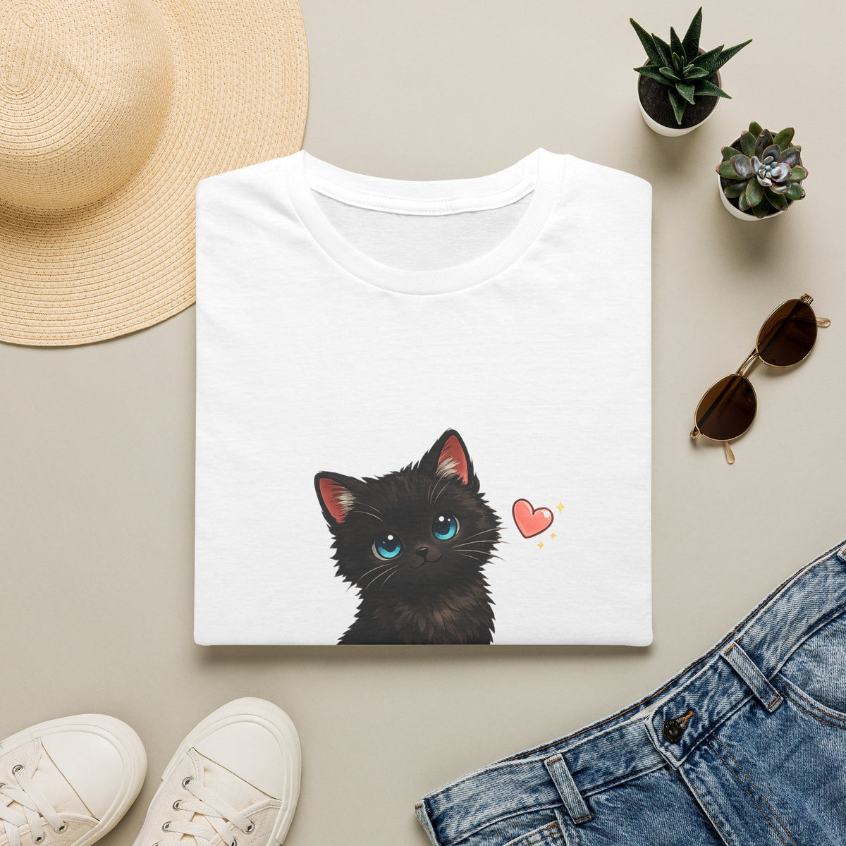 Black Kitten "I'm the Lucky One" T-Shirt — Cute Cat Graphic Tee for Cat Lovers