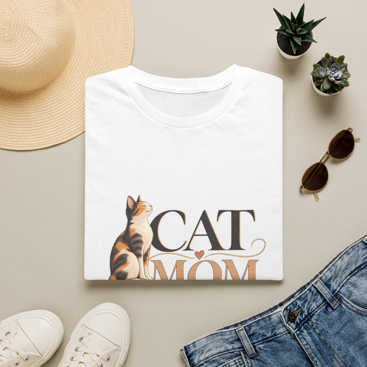 Cat Mom T‑Shirt — Cute Calico Cat Graphic Tee for Cat Lovers