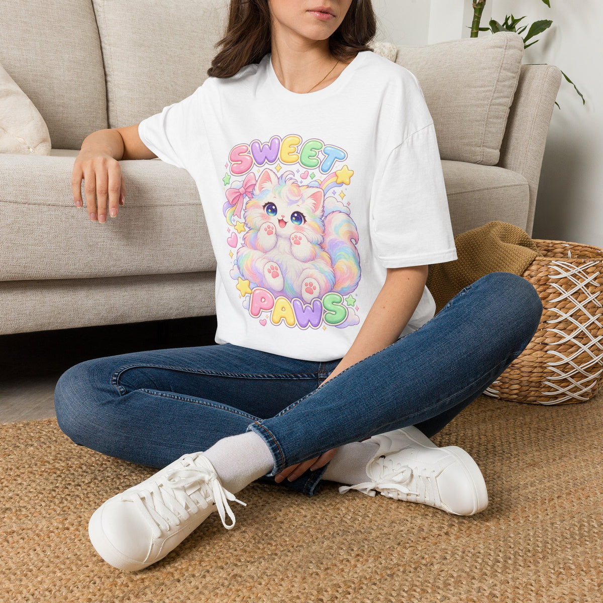 Sweet Paws Cute Pastel Cat T-Shirt