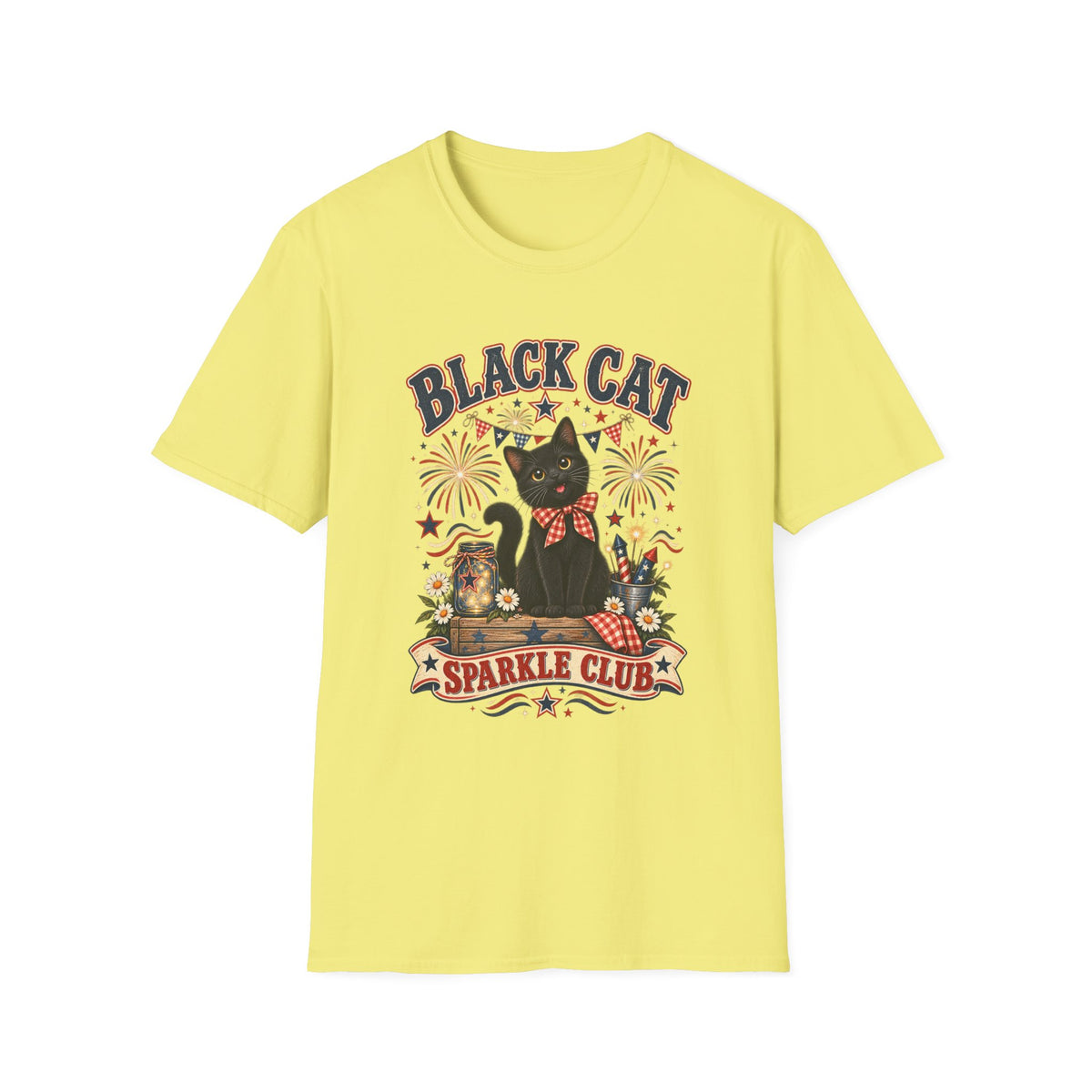 Black Cat Sparkle Club Tee – Cute Retro Cat Graphic T‑Shirt