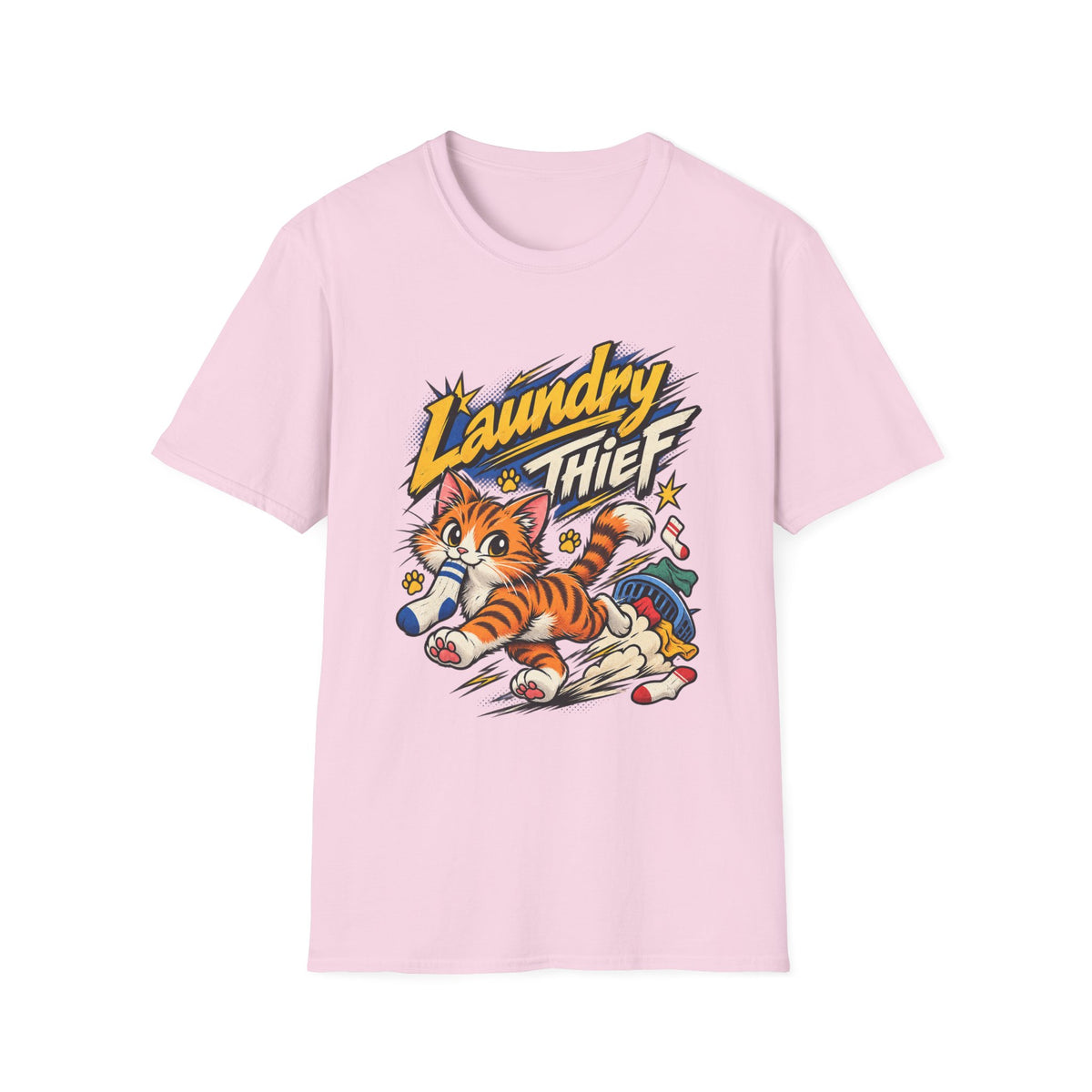 T-Shirt — 'Laundry Thief' Funny Cat Graphic Tee