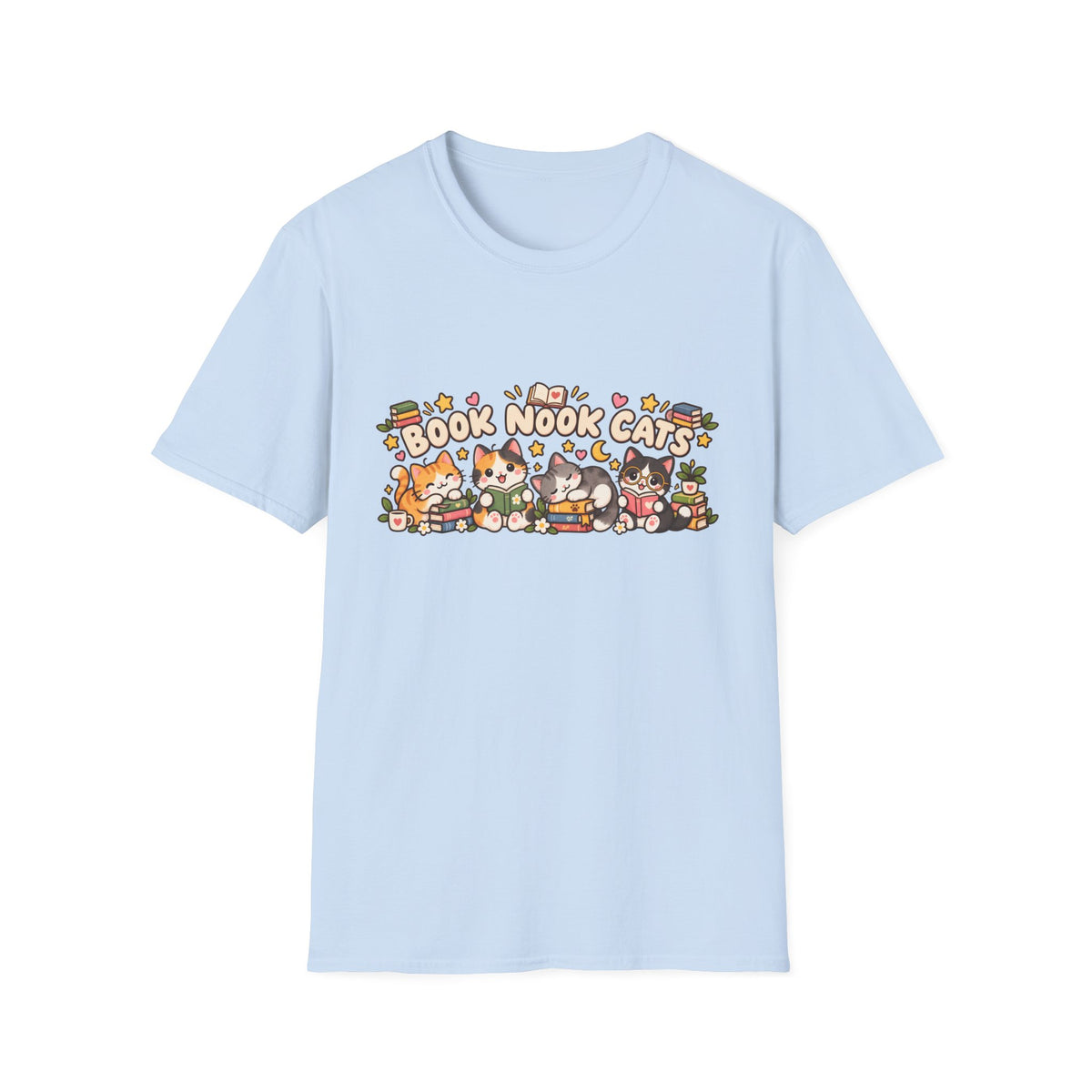 Book Nook Cats T-Shirt — Cute Reading Cat Graphic Tee for Book Lovers
