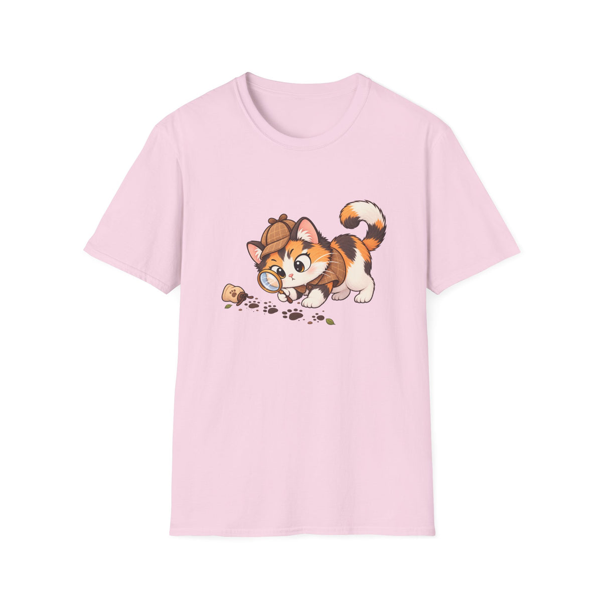 Detective Kitten T‑Shirt — Cute Calico Cat in Sherlock Hat Tee