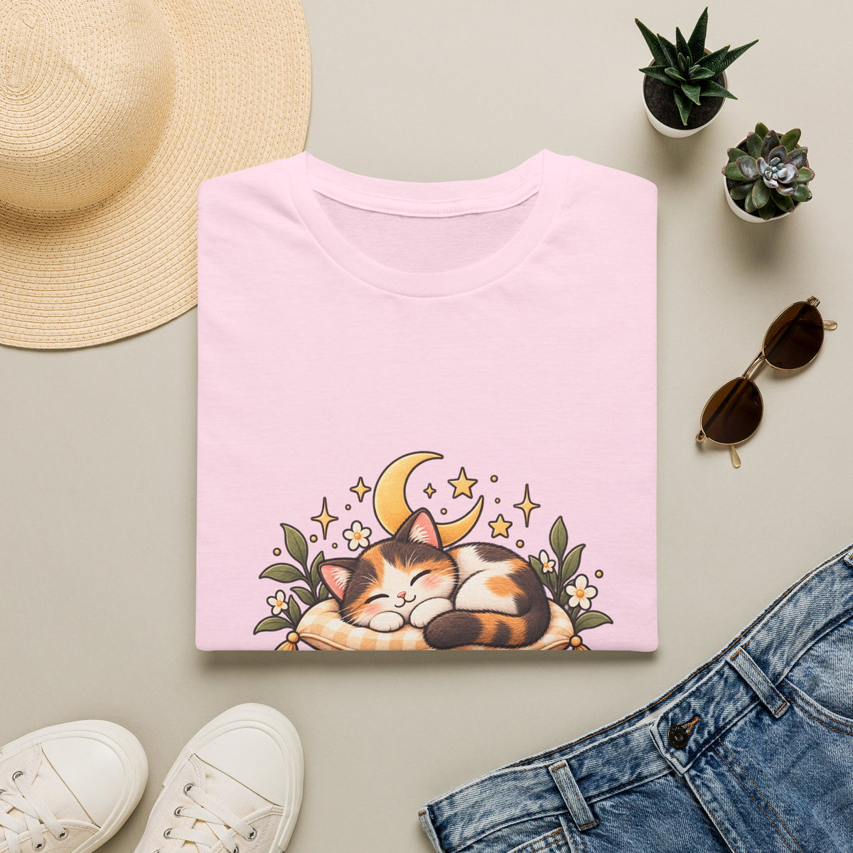 Cat Nap T-Shirt — Cute Sleeping Calico Cat Design