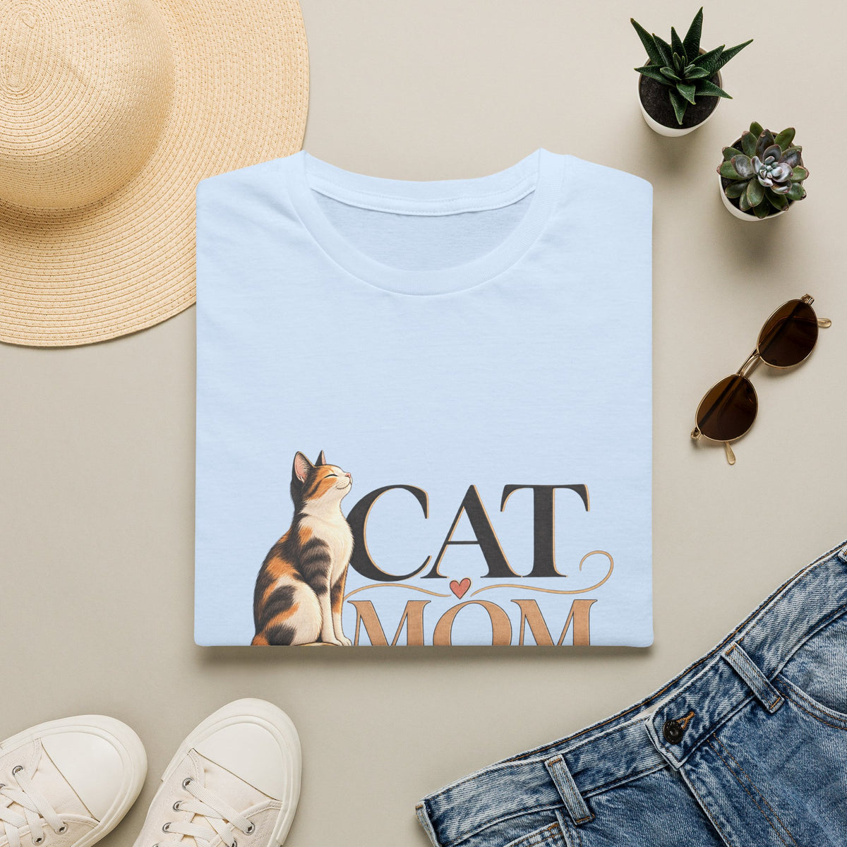Cat Mom T‑Shirt — Cute Calico Cat Graphic Tee for Cat Lovers