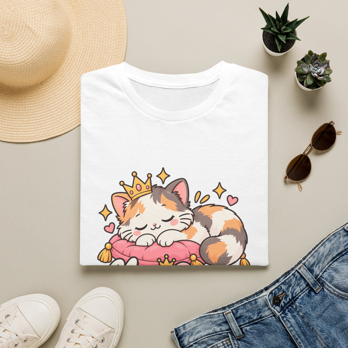 Nap Queen T-Shirt — Cute Sleeping Calico Cat Graphic Tee