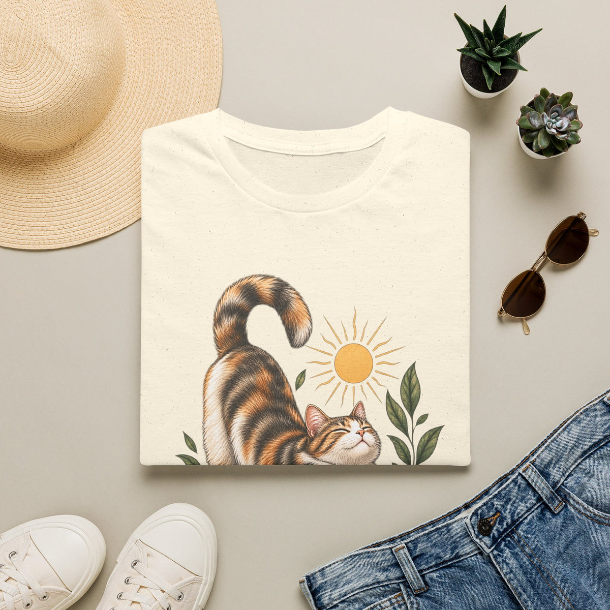 Cat Stretch T-Shirt — Whisker Sunshine Graphic Tee