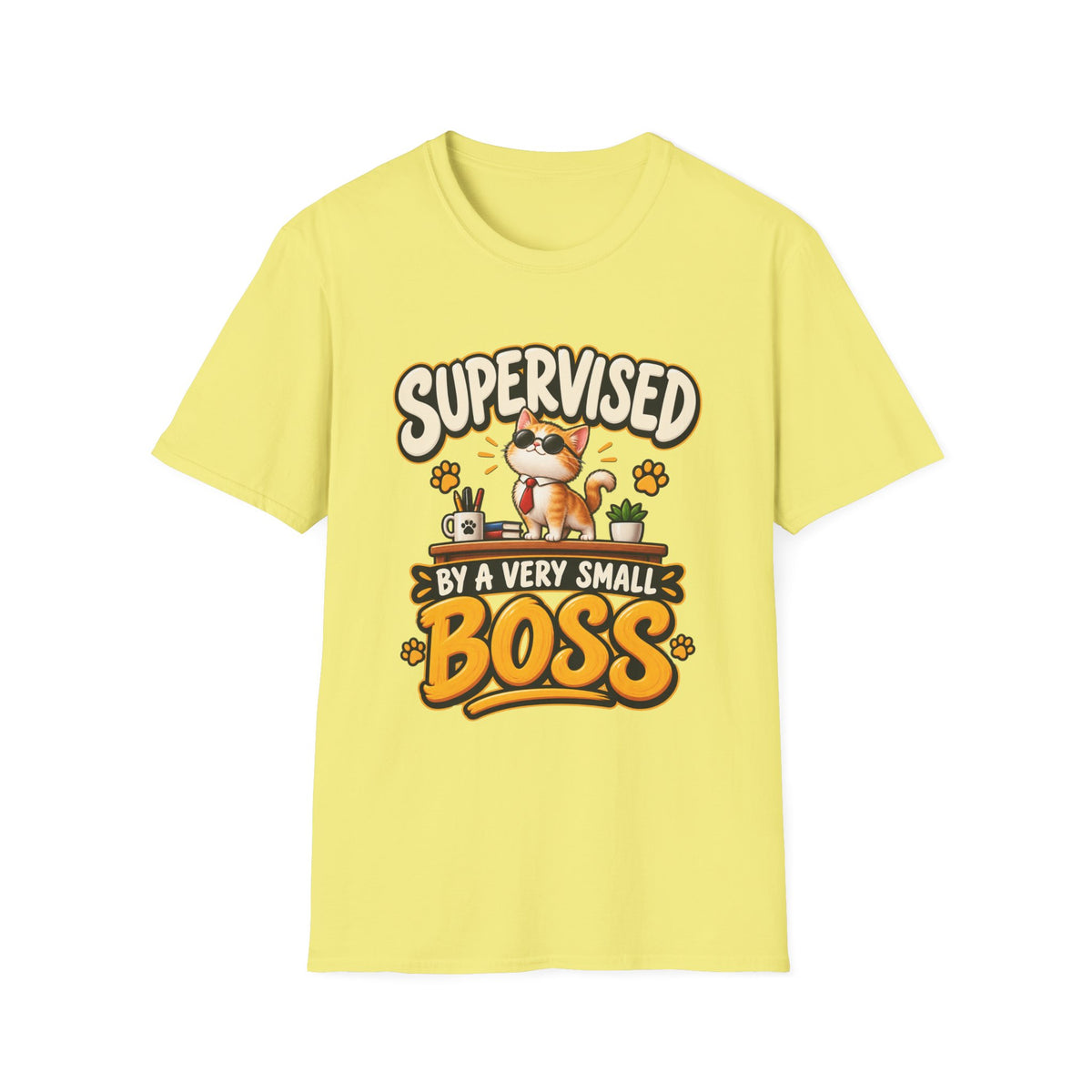 Supervised by a Very Small Boss T-Shirt — Cute Cat Supervisor Graphic Tee